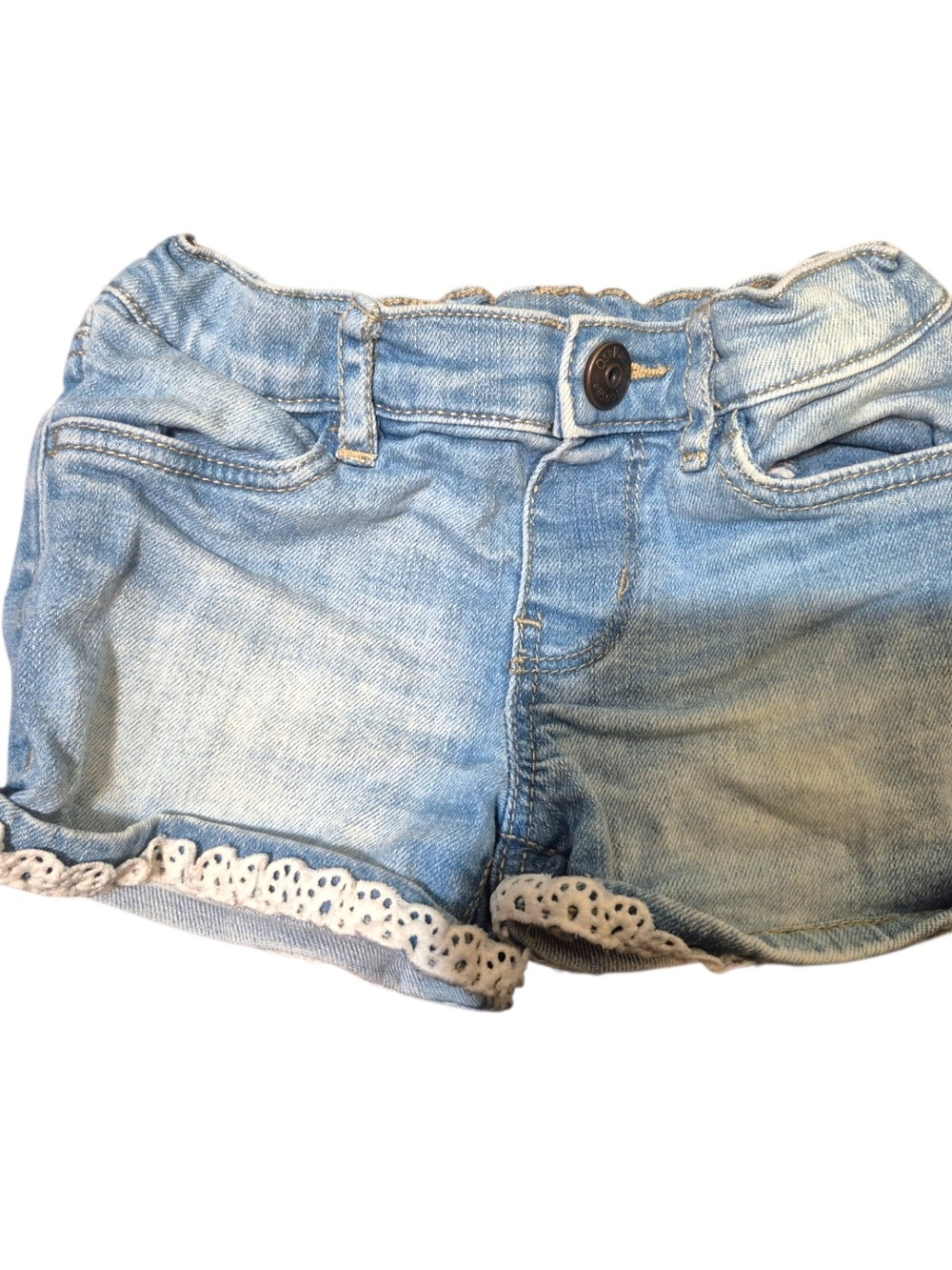 Carter's Light Blue Denim Shorts with Lace Trim